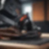 Close-up view of Union snowboard bindings showcasing detailed features