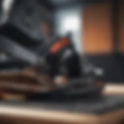 Close-up view of Union snowboard bindings showcasing detailed features