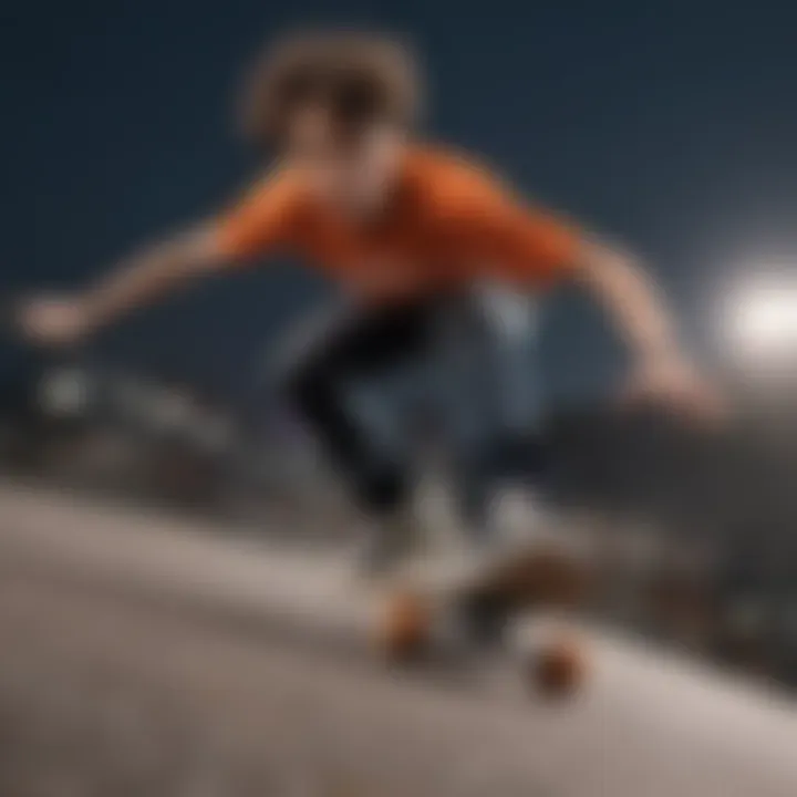 Thrill-Seeking Teenager on a Skateboard