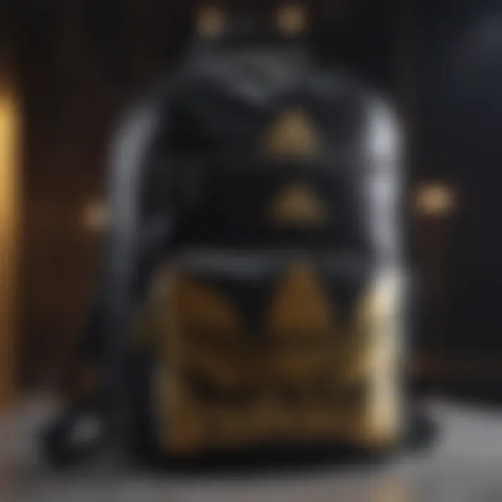 Fashionable Black and Gold Adidas Backpack