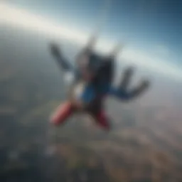 Thrill-seeker soaring through the sky during a heart-pounding skydiving adventure