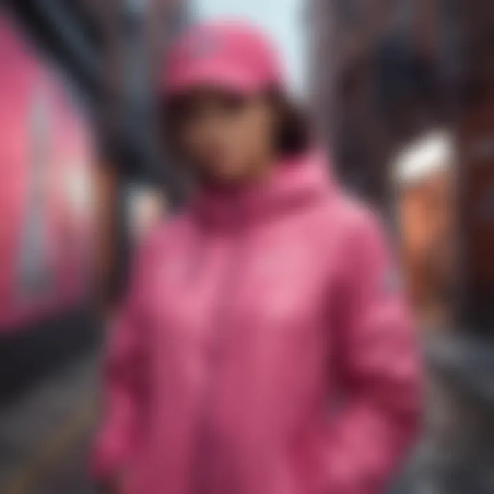 Nike Pink Windbreaker against a backdrop of urban street art