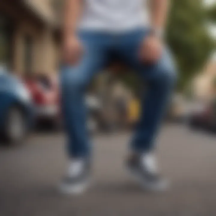 Pair of Vans Old Skool Bandana Sneakers Styled with Denim Jeans and White T-shirt