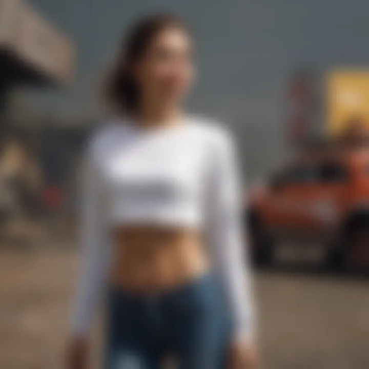 Adrenaline-fueled style with white crop top sweatshirt