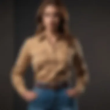 Effortless Casual Casual tan button-up shirt paired with high-waisted jeans