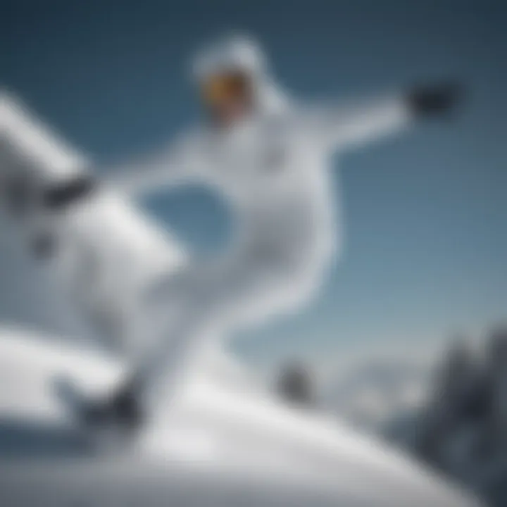 Athlete performing extreme snowboarding trick with white Nike turtleneck