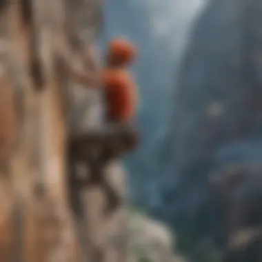 Rock climber conquering a challenging vertical cliff