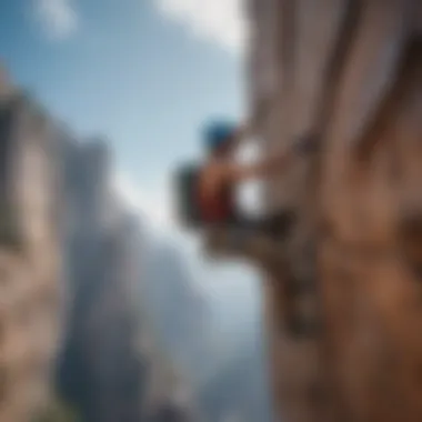 Rock climber defying gravity on a challenging ascent