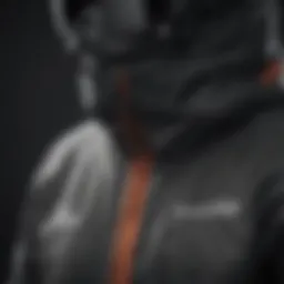 Close-up of the Virtika snowboard jacket's technical fabric showcasing its waterproof features