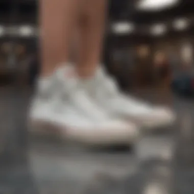 Iconic Symbolism of White Chuck Shoes Abstract representation of white Chuck shoes in extreme sports culture
