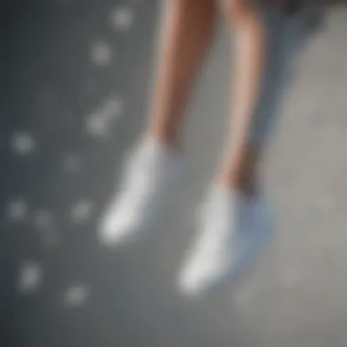 Athletic Elegance in Extreme Sports Aerial view of athletes wearing white Chuck shoes in an extreme sports event