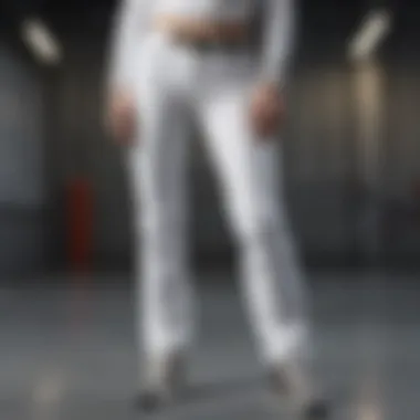 Metallic Edge: White Pants Ensemble Stylish White Pants Matching Set with Metallic Accents