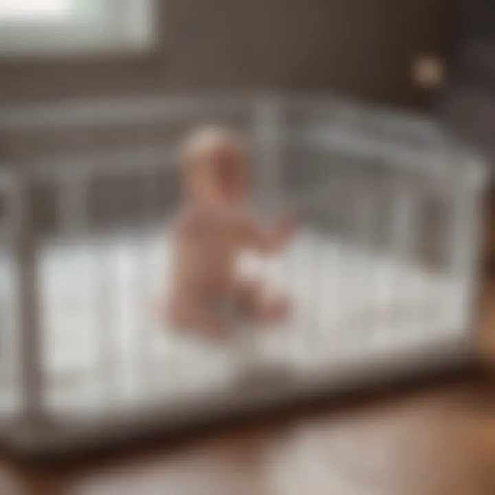 White playpen with toy attachment feature