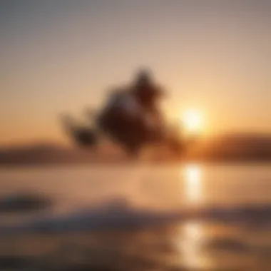 Serene sunset backdrop as wingboarders soar through the sky