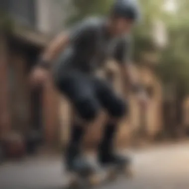 Skateboarding with XL knee pads