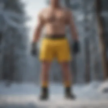 Yellow boxer briefs in snowboarding