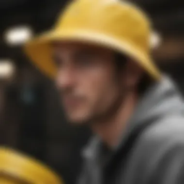 Monochromatic Elegance with Yellow Hat Yellow Bucket Hat Styled with Monochrome Outfit