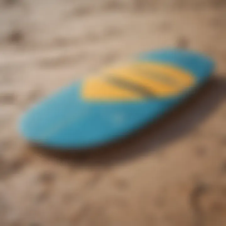 Close-up of the unique design features of a Zap Wedge skim board